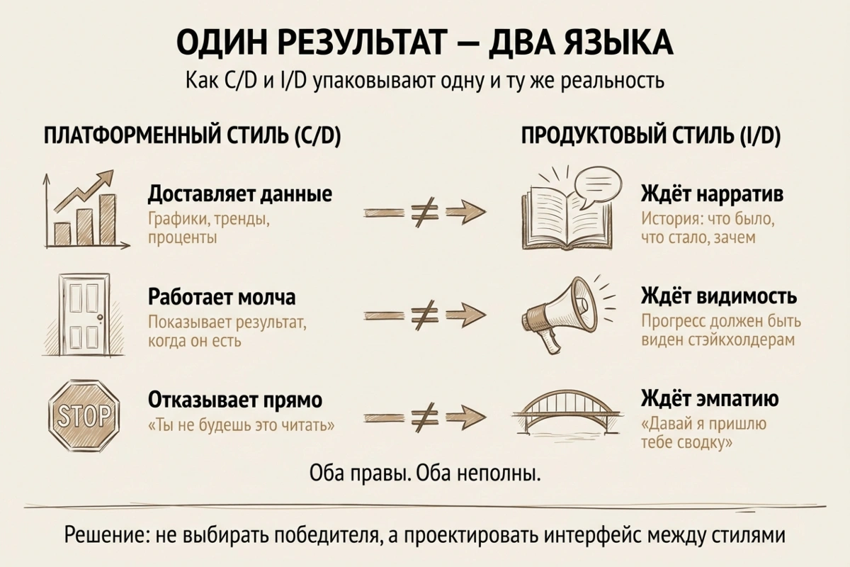 Один результат – два языка: как C/D и I/D упаковывают одну и ту же реальность